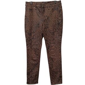 Chicos Animal Print Jeggings Brown Leopard Tiger Snake Skin Slim Pants Size 00P